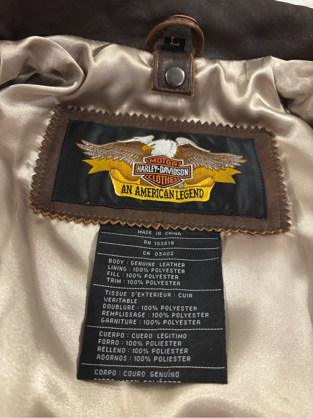VNTG Harley-Davidson Legendary High Roller Brown Leather Bomber Varsity Jacket L - Picture 3 of 16